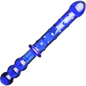 Mavi Cam Noktalı Çift Kafa Tasarımılı Dildo
